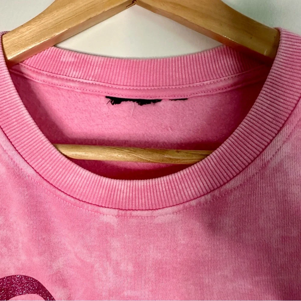 💥CLEAROUT💥Barbie Pink Marbled Cotton Blend with Glitter Sweatshirt, Medium HP - Picture 2 of 3